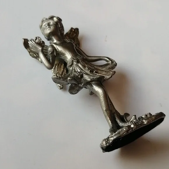 Vintage Peltro Cesellato a Mano Pewter Fairy Miniature Sculpture - Picture 6 of 13